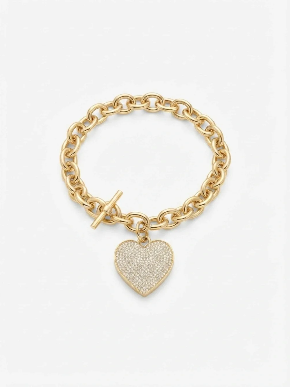 Nice!! Michael Kors Gold Heart Engraved two sided Toggle Bracelet